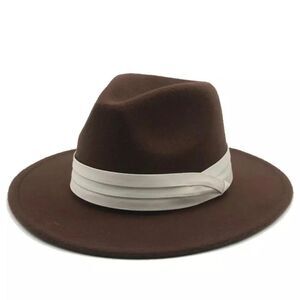 Rich Brown Wide Brim Tall Dented Crown Fedora Hat NEW